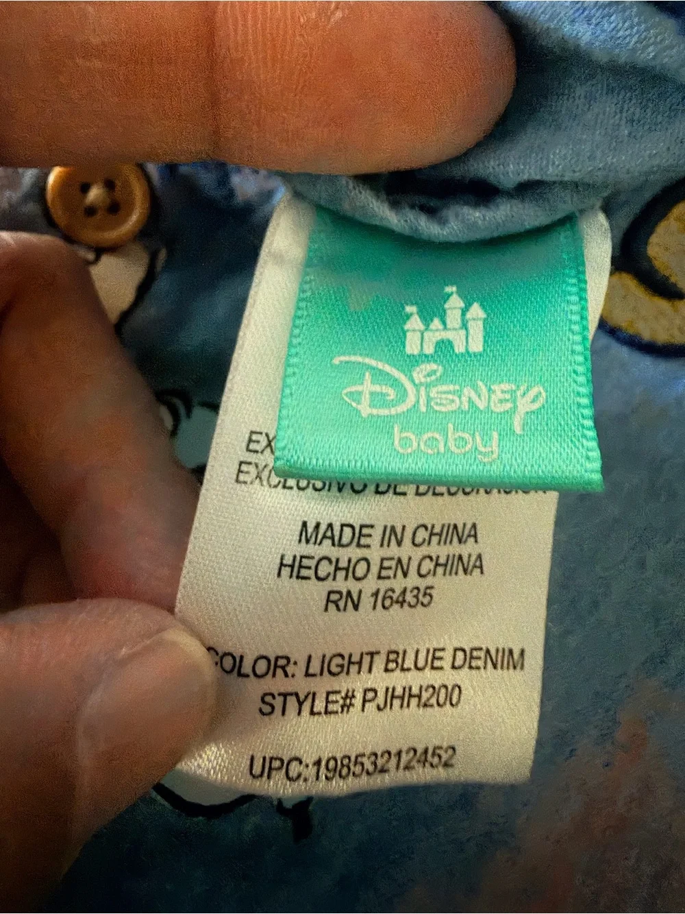 Disney Light Blue Denim Stitch Appliqué Shortalls